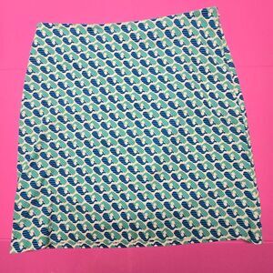 Talbots Twill Teal Blue Whale Print Pencil Skirt Preppy Nautical Beach Size 12